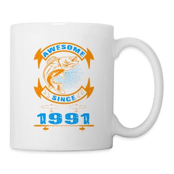 Génial depuis 1991. Angel, l’anniversaire d’un pêcheur - Mug blanc - blanc - Droite