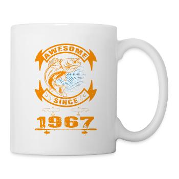 Awesome since 1967. Angel, Angler Geburtstag - Tasse - Weiß - Rechts