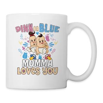 Pink or Blue Momma Loves You Best Mom Ever - Tasse - Weiß - Rechts