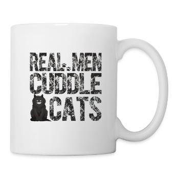 Real Men Cuddle Cats Funny Retro Cat Chaton amoureux - Mug blanc - blanc - Droite