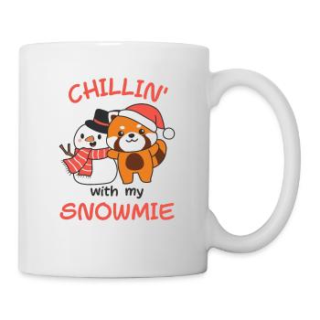Red Panda Chillin avec mon bonhomme de neige - Mug blanc - blanc - Droite