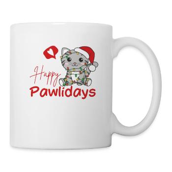 Cat Christmas Cute Cats Happy Pawlidays - Mug - white - Right