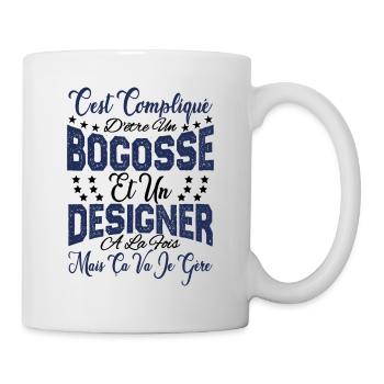 c'est compliqué d'être un Bogosse et un Designer. - Mug blanc - blanc - Droite