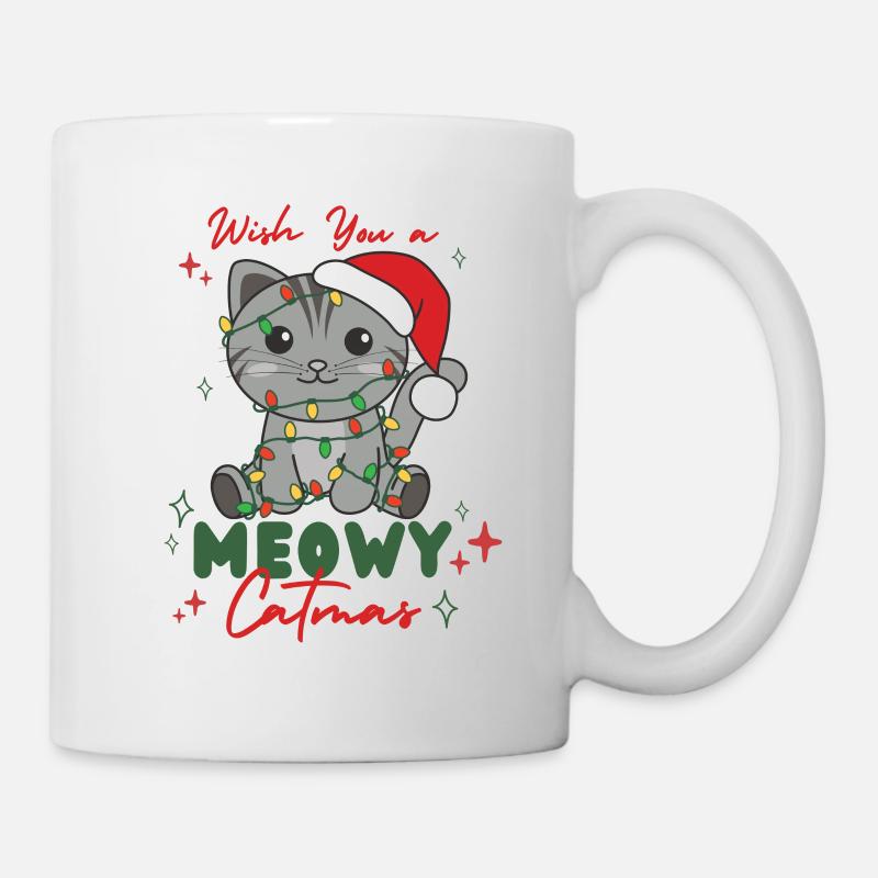 chat animaux de noël mignon chat miaou catmas - Mug blanc - blanc