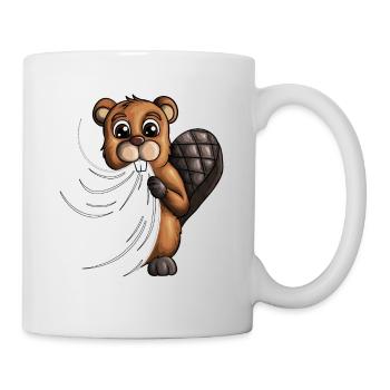 Biberdamm Biber Fan Biber knappert dein Shirt an - Tasse - Weiß - Rechts