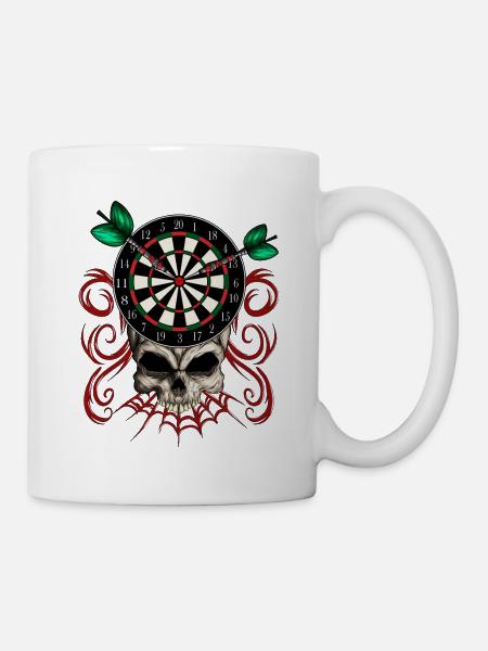 Dart Skeleton Dartboard Darts Club Halloween - Mug - white