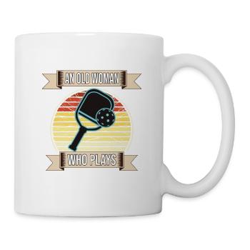Vieille femme qui joue au pickleball - Mug blanc - blanc - Droite