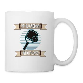 Vieille femme qui joue au pickleball - Mug blanc - blanc - Droite