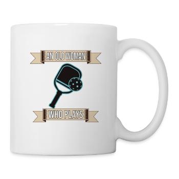 Vieille femme qui joue au pickleball - Mug blanc - blanc - Droite