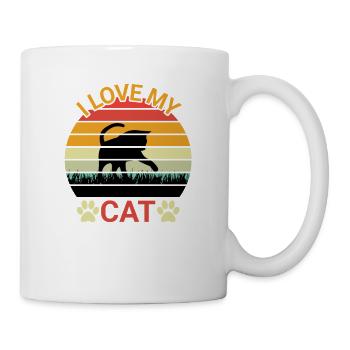 I love my cat - Cute cat in retro style - Mug - white - Right