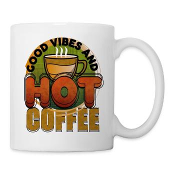 Bonnes vibrations et café chaud - Mug blanc - blanc - Droite