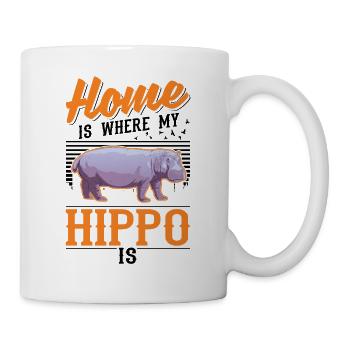 La maison est l’endroit où mon hippopotame est hippopotame - Mug blanc - blanc - Droite