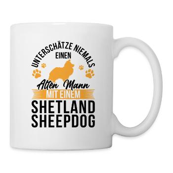 Mann mit Shetland Sheepdog britischer Sheepdog - Tasse - Weiß - Rechts