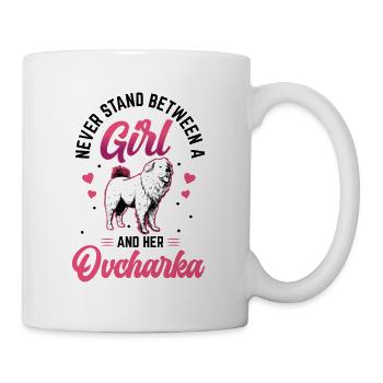 Girl and her Ovcharka Caucasian Ovcharka - Mug - white - Right