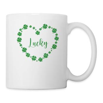 Kleeblatt Herz vierblättriges Kleeblatt Lucky - Tasse - Weiß - Rechts