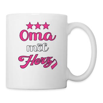 Oma mit Herz Großmutter - Tasse - Weiß - Rechts