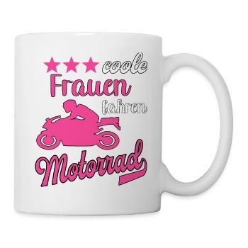 Motorrad Frauen Motorradfahrerin Bikerin - Tasse - Weiß - Rechts