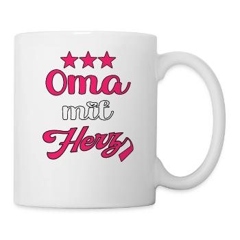 Oma mit Herz Großmutter - Tasse - Weiß - Rechts