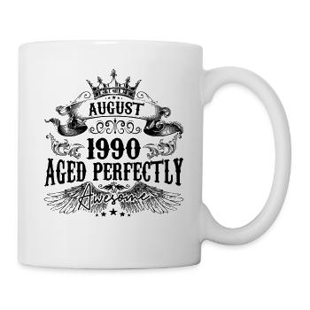 1990 | August Aged Perfectly 1990 Geburtstagsgeschenk - Tasse - Weiß - Rechts