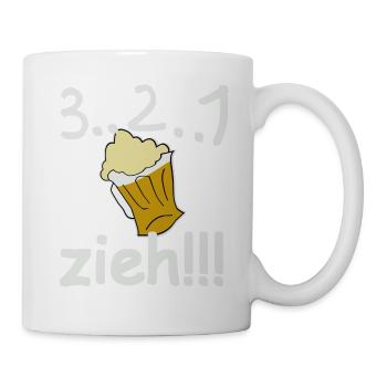 3, 2, 1, zieh!!! Bier. - Tasse - Weiß - Rechts