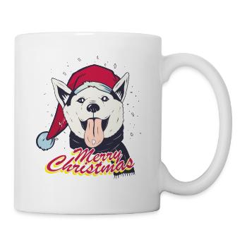 Merry Christmas Husky Weihnachten Nikolaus - Tasse - Weiß - Rechts