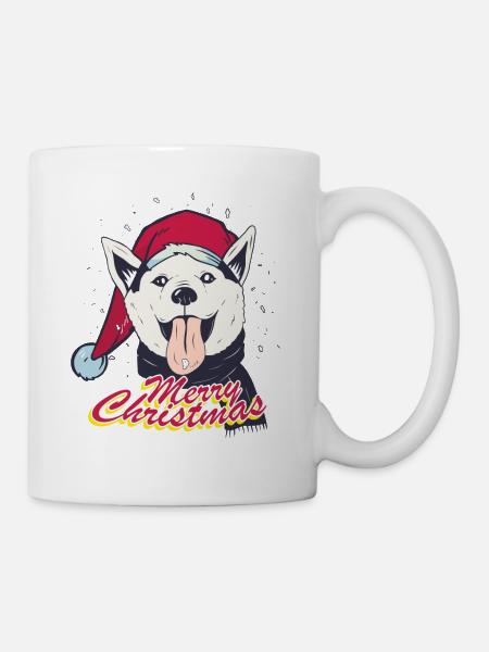 Merry Christmas Husky Christmas Santa Claus - Mug - white