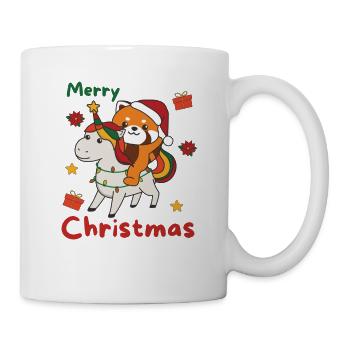 Weihnachts Roter Panda frohe Weihnachten Einhorn - Tasse - Weiß - Rechts