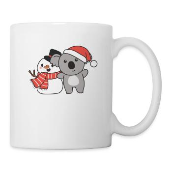 Koala with snowman in winter for Christmas - Mug - white - Right