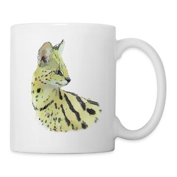 Serval Drawing - Cat Big Cat in Africa - Mug - white - Right