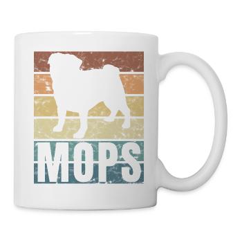 Vintage Mops Hundeliebhaber Süßes Mops Hund - Tasse - Weiß - Rechts