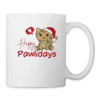 Cat Christmas Cute Cats Happy Pawlidays - Mug - white - Right