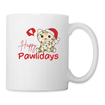 Cat Christmas Cute Cats Happy Pawlidays - Mug - white - Right