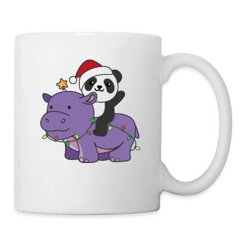 Weihnachts Hippo Panda frohe Weihnachten Hippo - Tasse - Weiß - Rechts