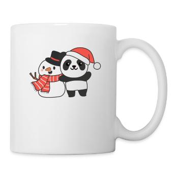 Panda avec bonhomme de neige en hiver pour Noël - Mug blanc - blanc - Droite