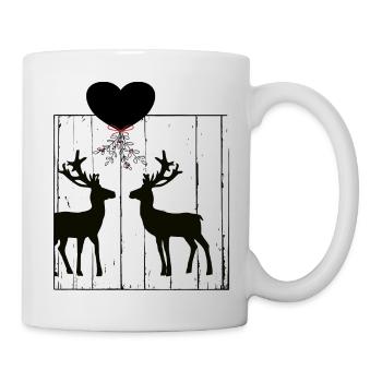 Weihnachten Rentier Liebe Mistelzweig - Tasse - Weiß - Rechts
