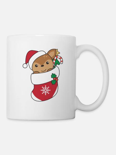 Reh Weihnachten Schnee Winter Tiere Rehe - Tasse - Weiß