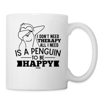Therapie Pinguin Glück Spruch - Tasse - Weiß - Rechts