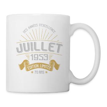 Juillet 1953 70 Ans Anniversaire Vintage Cadeau - Mug blanc - blanc - Droite