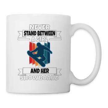 Ne vous tenez jamais entre une fille et son snowboard - Mug blanc - blanc - Droite