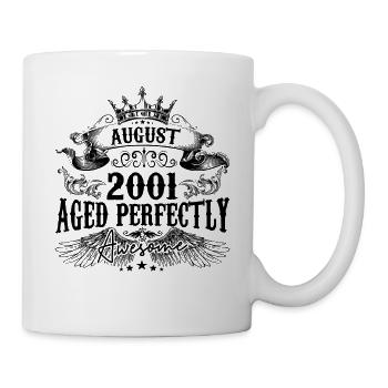 2001 | August Aged Perfectly 2001 Geburtstagsgeschenk - Tasse - Weiß - Rechts