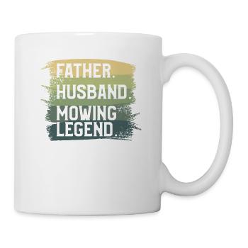 Vater Ehemann mäht Legende Rasenmäher - Tasse - Weiß - Rechts