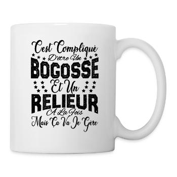 c'est compliqué d'être un Bogosse et un Relieur. - Mug blanc - blanc - Droite