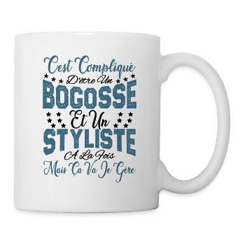 c'est compliqué d'être un Bogosse et un Styliste. - Mug blanc - blanc - Droite