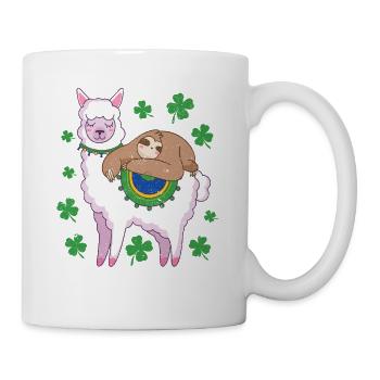 Lustige irische Faultier Llama Kleeblatt St Pat - Tasse - Weiß - Rechts