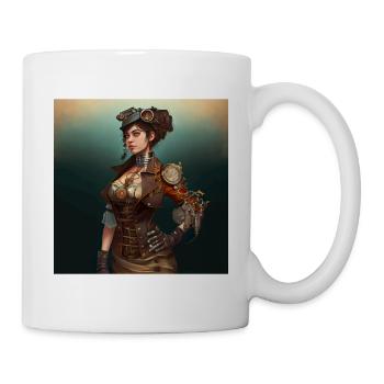 Steampunk Sci-Fi character - Tasse - Weiß - Rechts