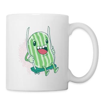 Happy Watermelon Swings On A Swing Funny Gift - Mug - white - Right