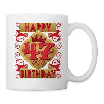 47. Geburtstag 47 Jahre alt Spruch, Vintage-Design - Tasse - Weiß - Rechts