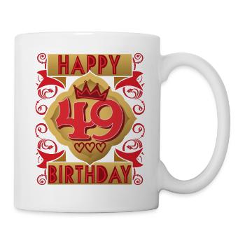 49. Geburtstag 49 Jahre alt Spruch, Vintage-Design - Tasse - Weiß - Rechts