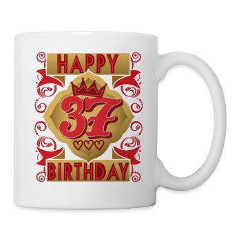 37. Geburtstag 37 Jahre alt Spruch, Vintage-Design - Tasse - Weiß - Rechts