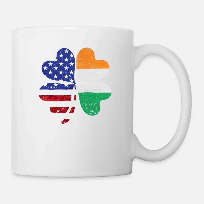 Irish American Ireland Flag ST PATRICKS DAY - Mug - white